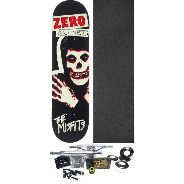 Zero Skateboards Misfits Zero Business Glow Skateboard Deck - 8.5" x 32.3" - Complete Skateboard Bundle